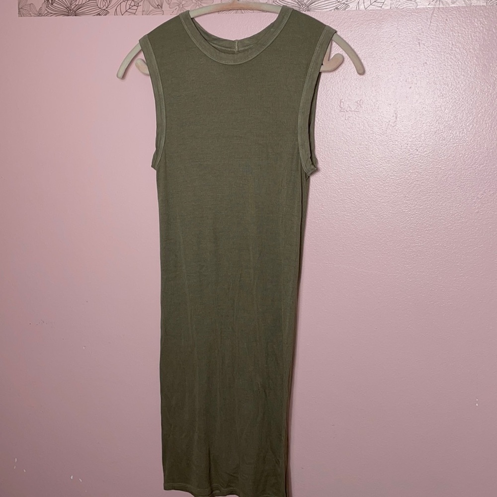 Enza Costa Olive Green Sleeveless Mini Dress